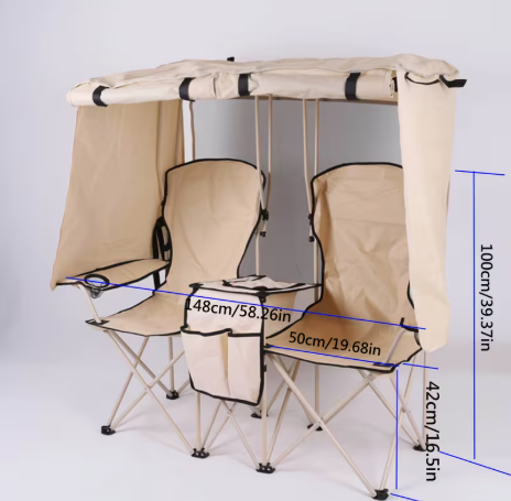 2-in-1 Campingstoel met Zonnescherm