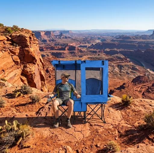 2-in-1 Campingstoel met Zonnescherm