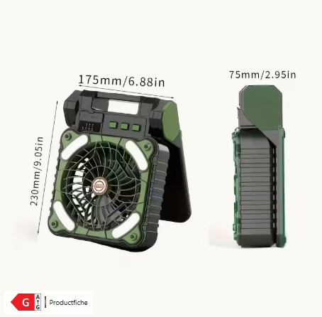LED Solar Draagbare Buitenventilator met USB-oplaadfunctie