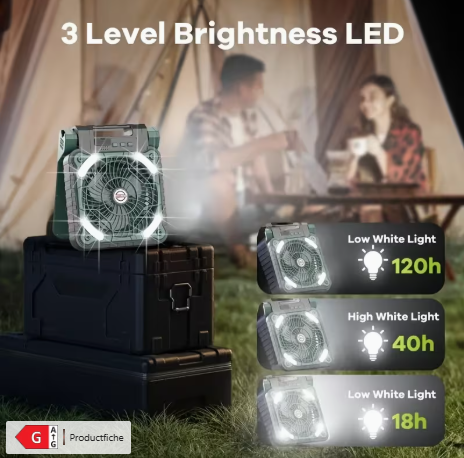 LED Solar Draagbare Buitenventilator met USB-oplaadfunctie