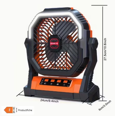 Oplaadbare Ventilator met 4 Snelheden