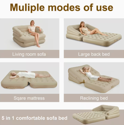 Queen Size Opblaasbaar Sofa Luchtbed met Ingebouwde Pomp