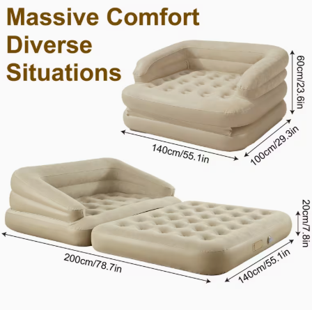 Queen Size Opblaasbaar Sofa Luchtbed met Ingebouwde Pomp